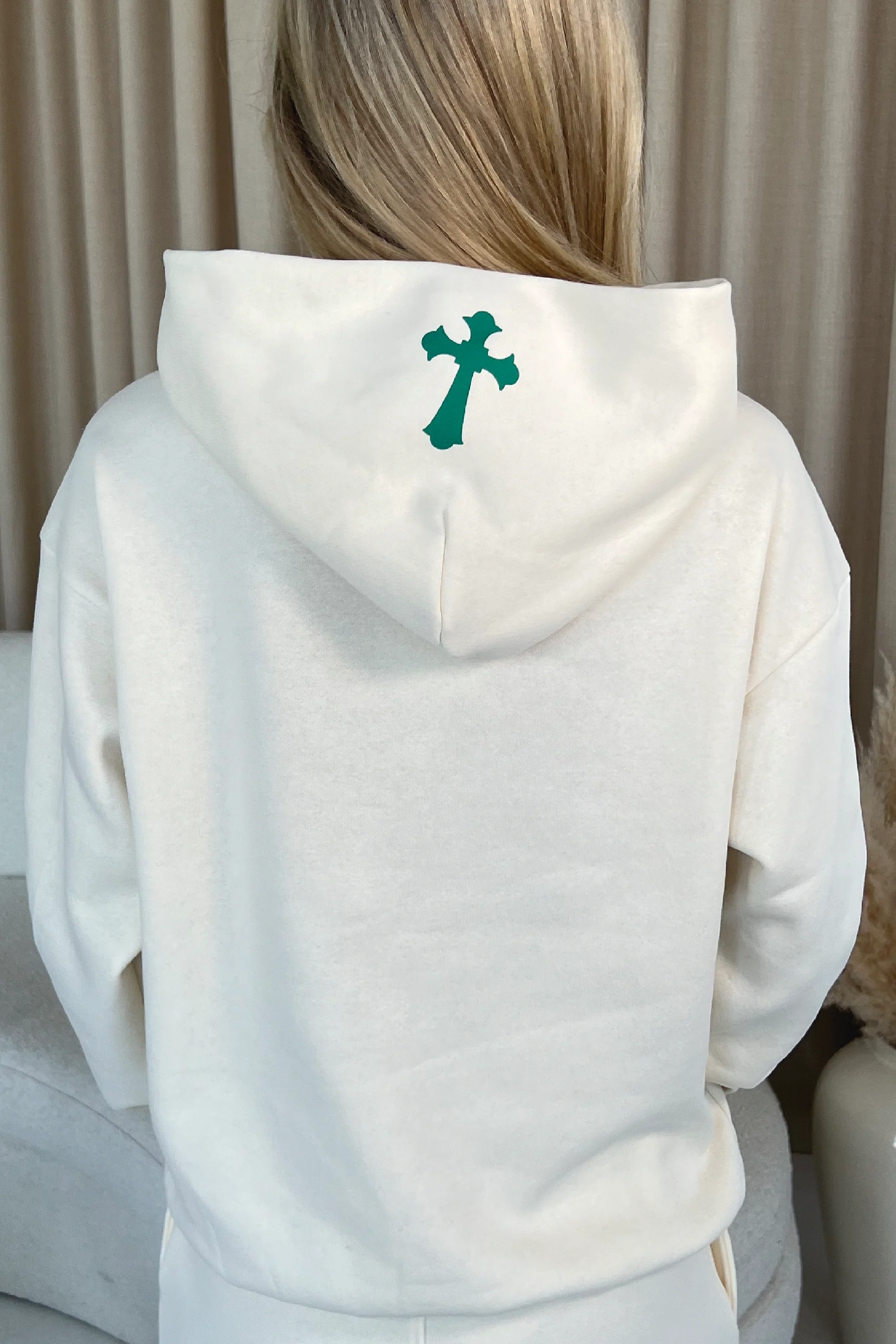 Forgive me ecru premium hooded short loungewear set - Image 3