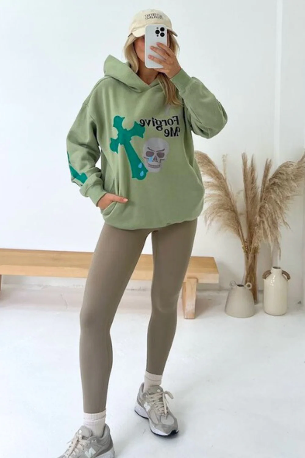 Forgive me sage green hoodie - Image 2