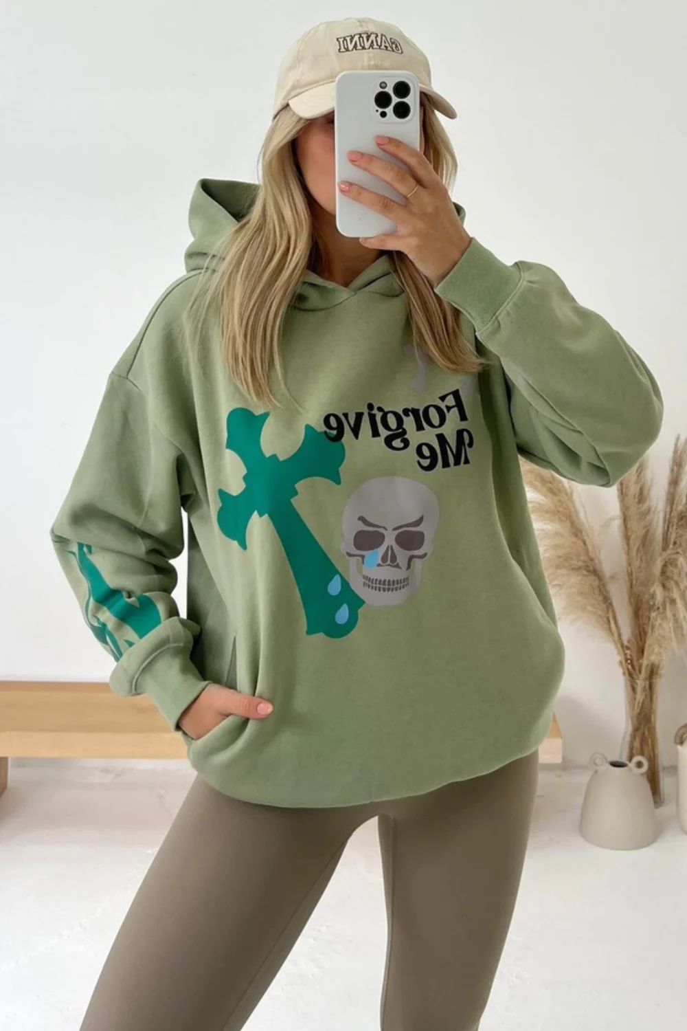 Forgive me sage green hoodie - Image 3