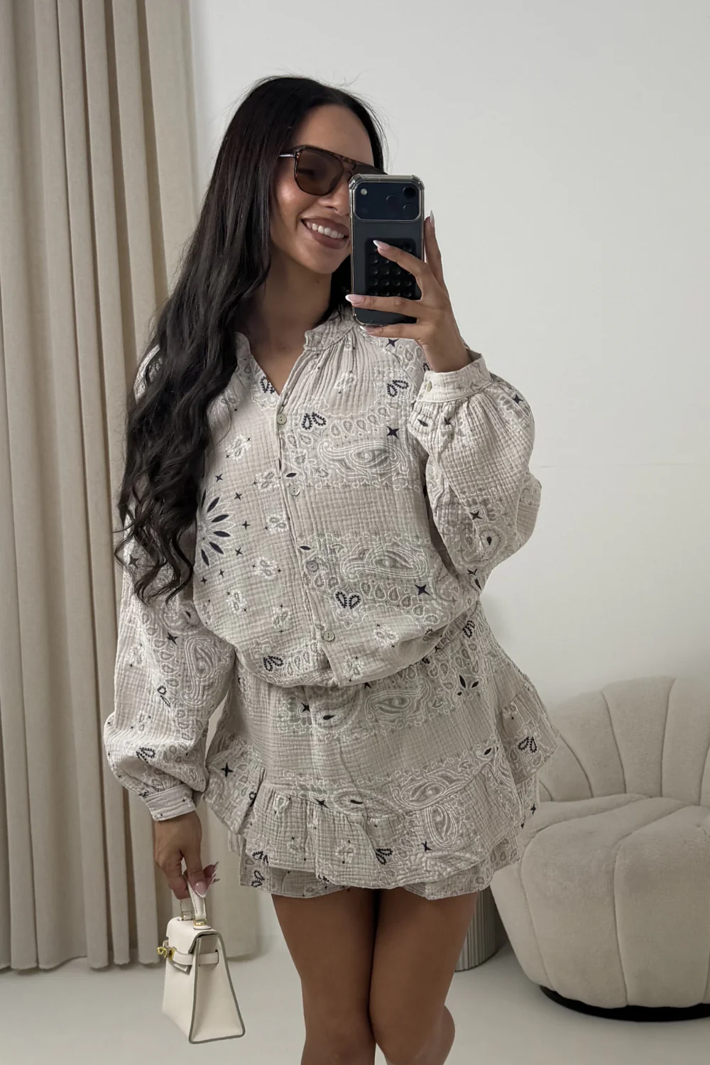 FRANCESCA BEIGE PAISLEY CHEESECLOTH CO ORD - Image 3