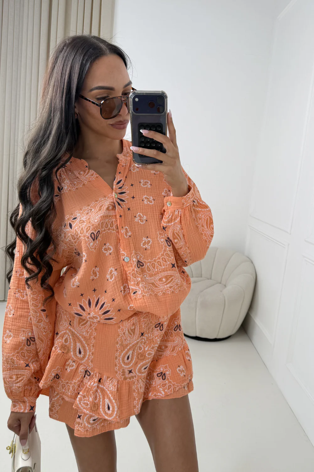 FRANCESCA ORANGE PAISLEY CHEESECLOTH CO ORD - Image 3