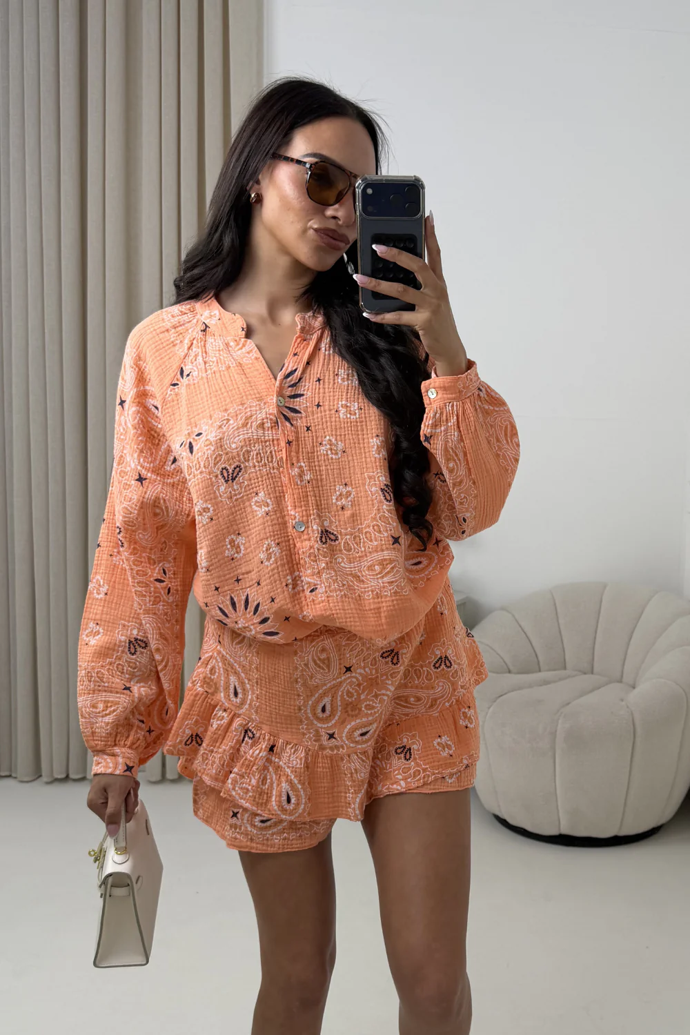 FRANCESCA ORANGE PAISLEY CHEESECLOTH CO ORD - Image 4