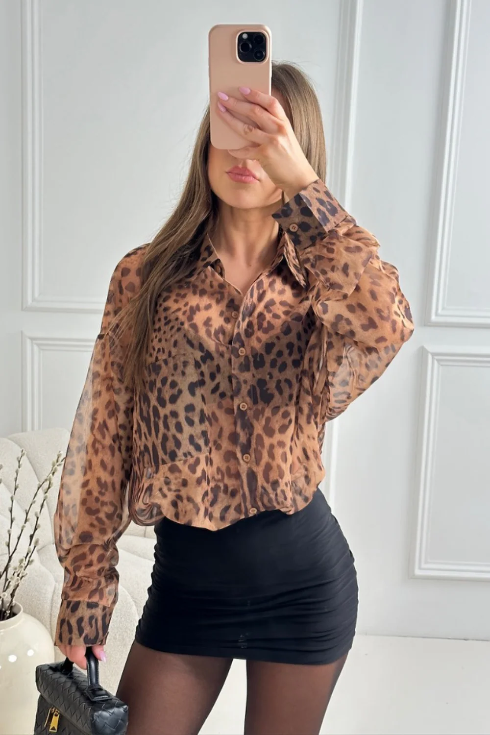 Frankie brown leopard sheer shirt - Image 3