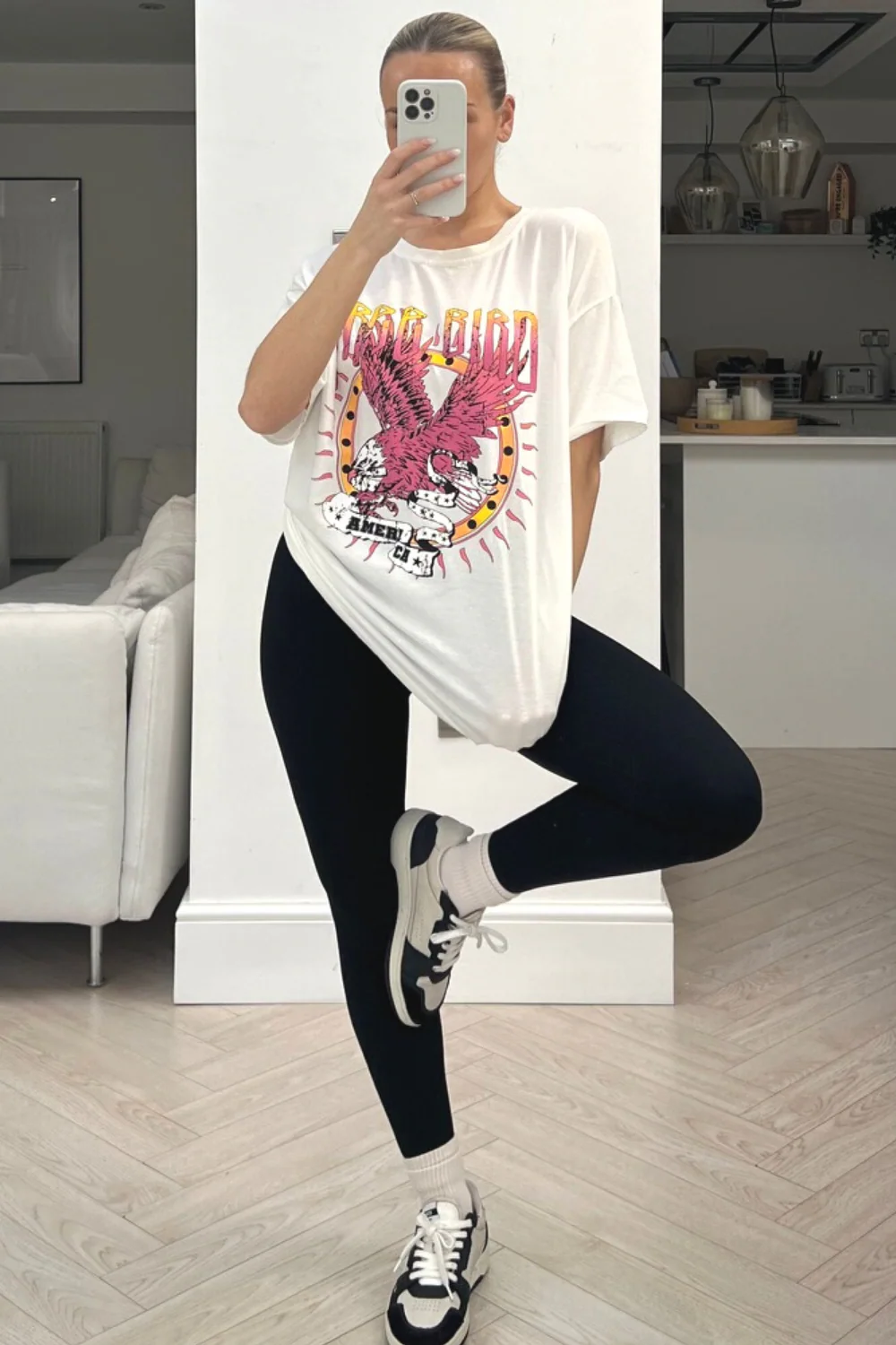 Free bird white printed oversized tee - Image 2