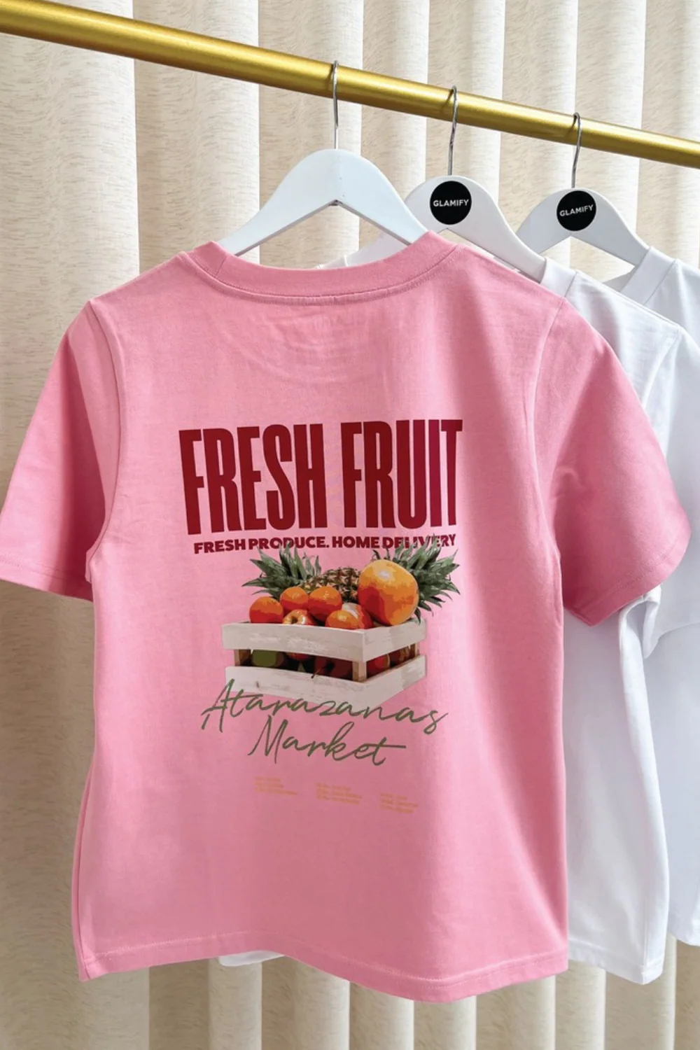 Fresh fruit pink heavyweight printed t-shirt