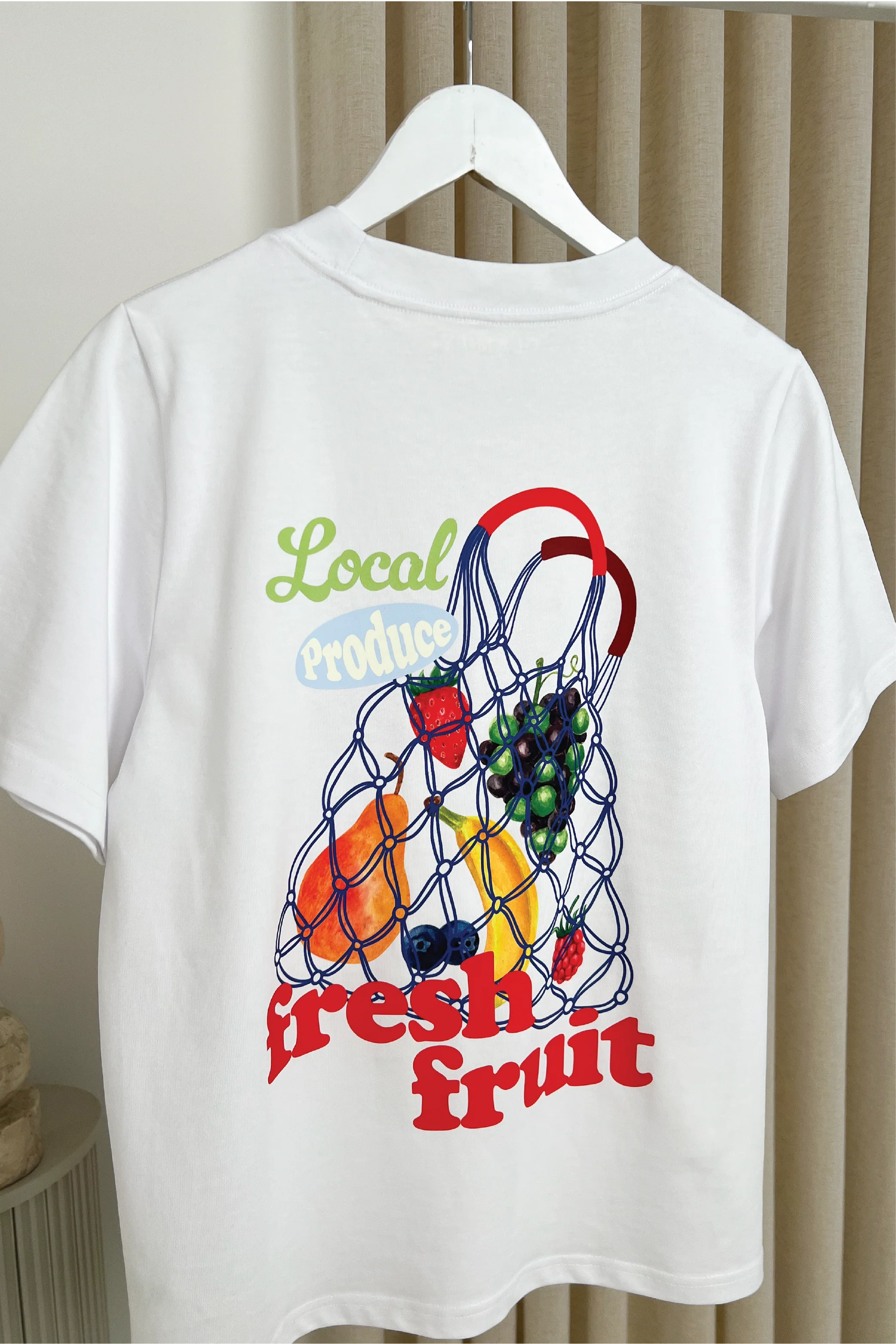 Fresh fruit white front & back printed heavyweight oversized t-shirt - Image 3