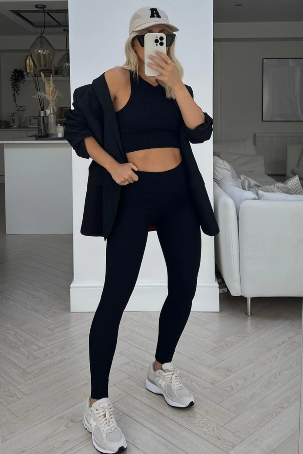 freya black 2 piece ribbed crop activewear set - Image 6