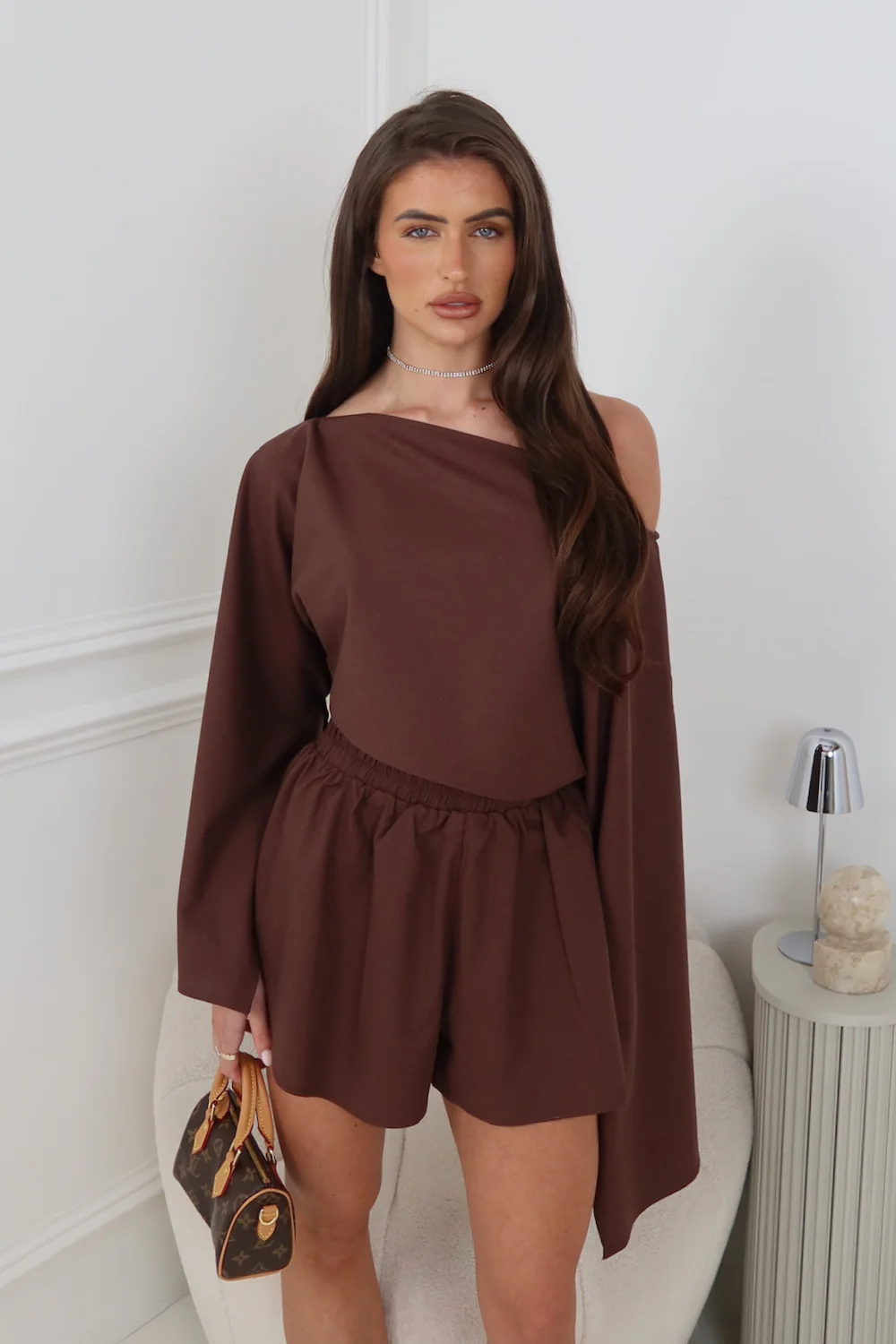 FREYA CHOCOLATE DRAPE TOP