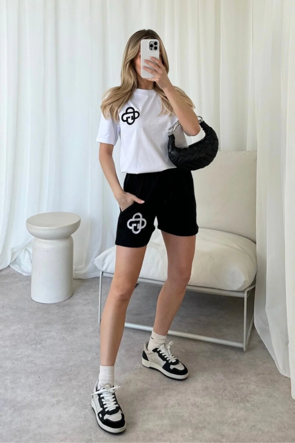 G monogram black embroidered premium t-shirt and shorts - Image 3