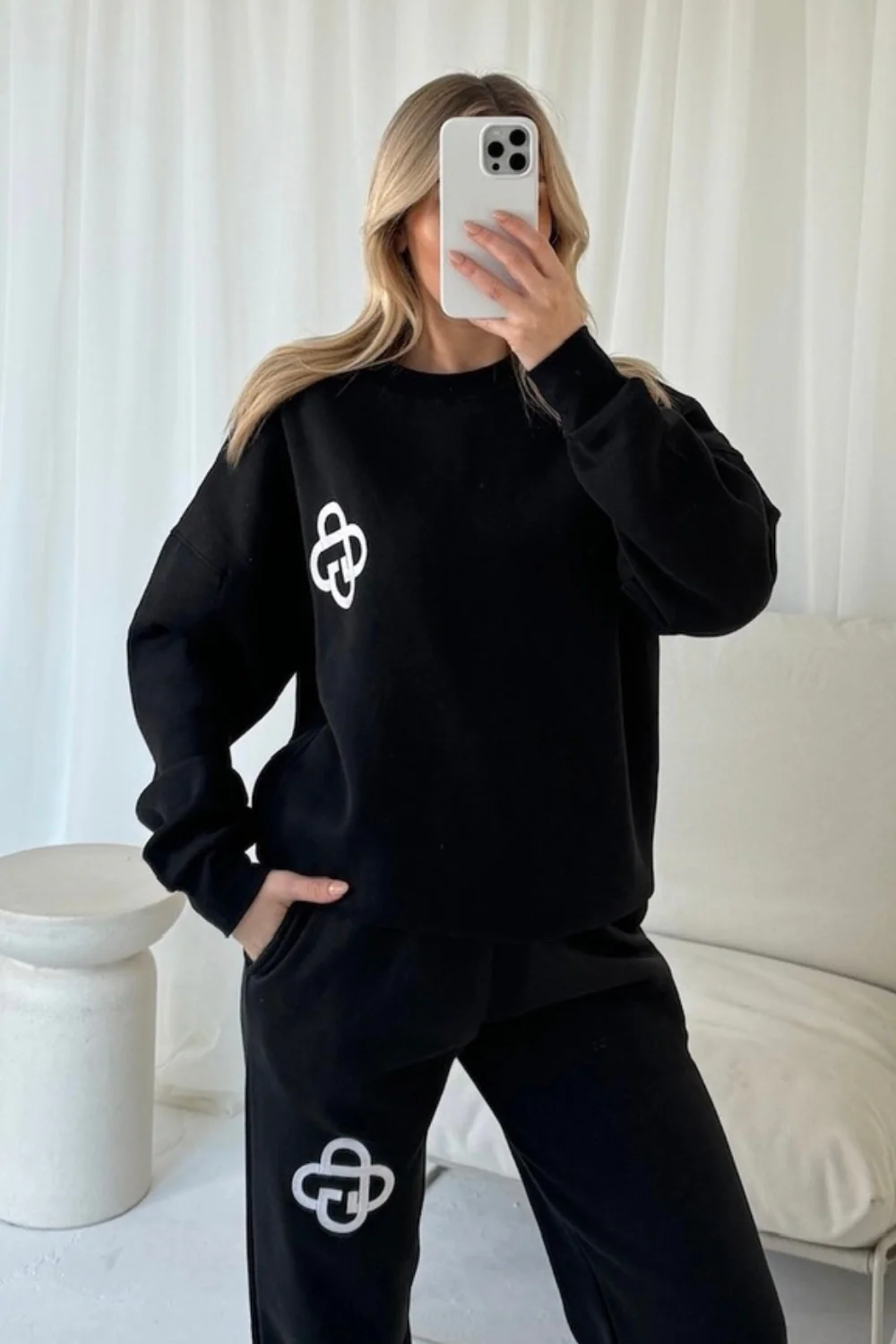 G monogram black embroidered sweater joggers loungewear - Image 2