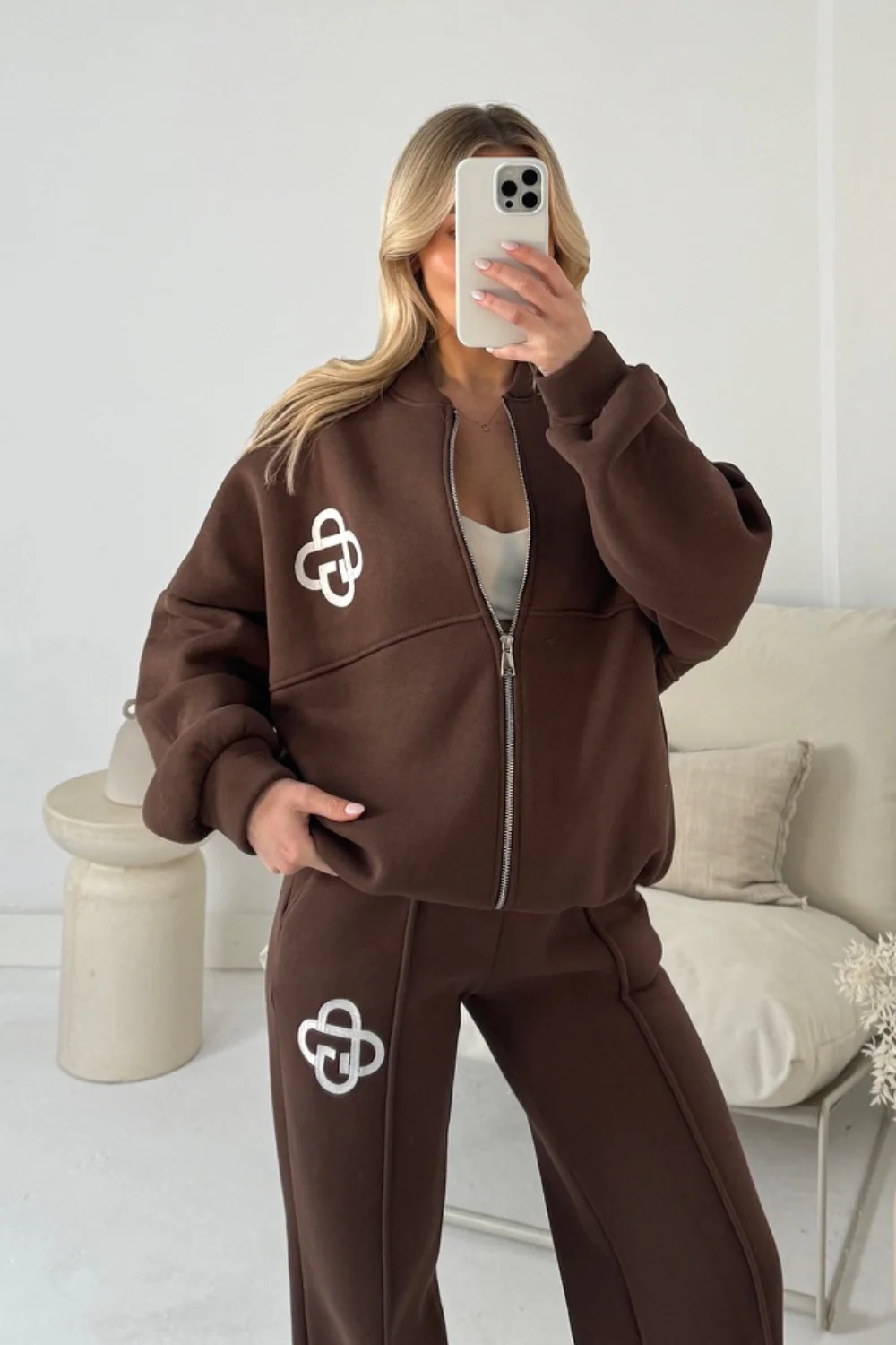 G monogram chocolate embroidered bomber jacket and straight leg jogger - Image 2