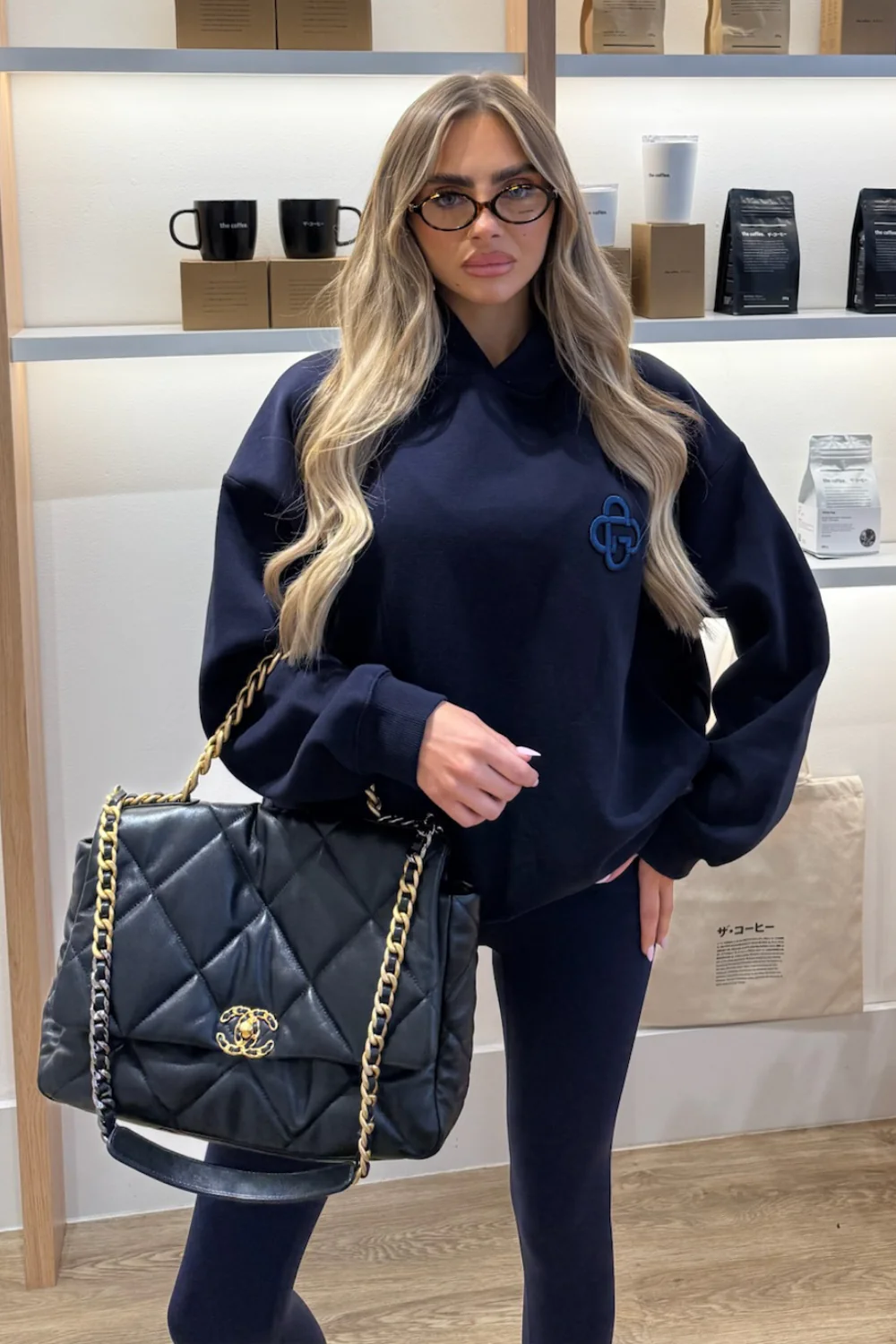 G MONOGRAM NAVY EMBROIDERED HOODIE - Image 2