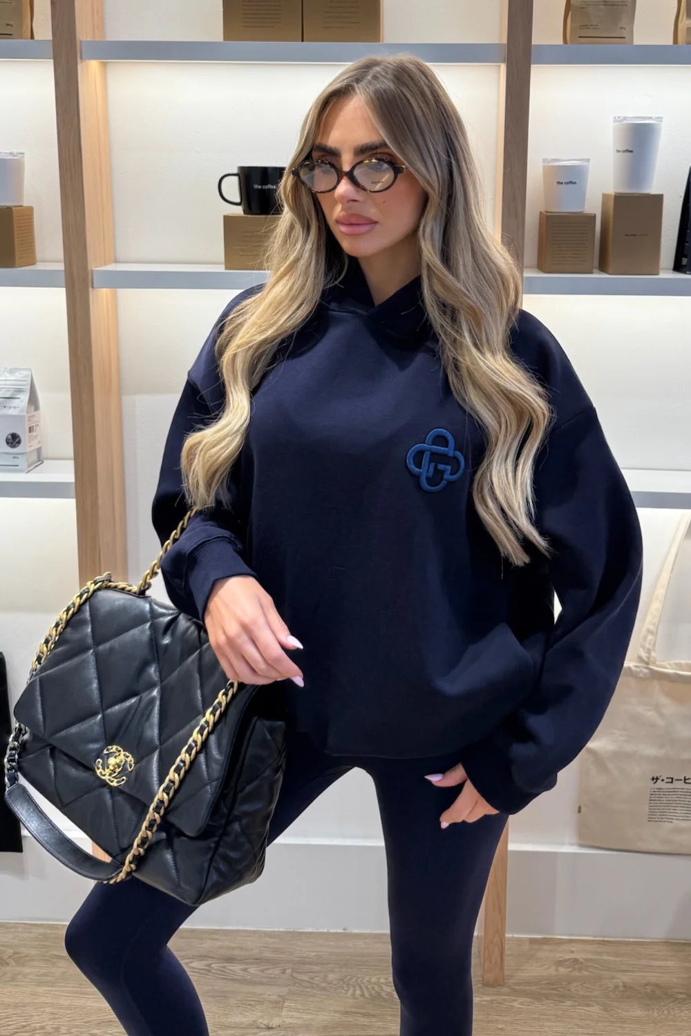 G MONOGRAM NAVY EMBROIDERED HOODIE - Image 4