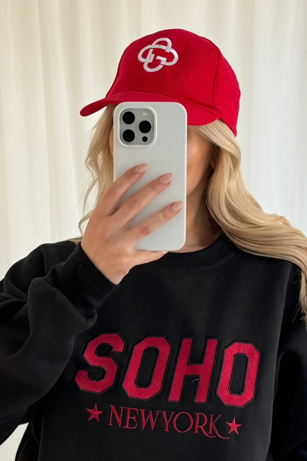 G monogram red embroidered baseball cap - Image 2