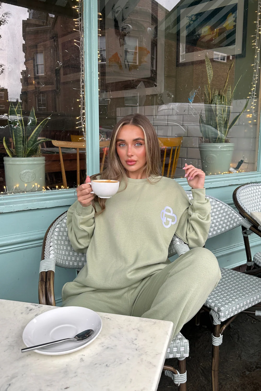 G monogram sage embroidered sweater joggers loungewear - Image 2