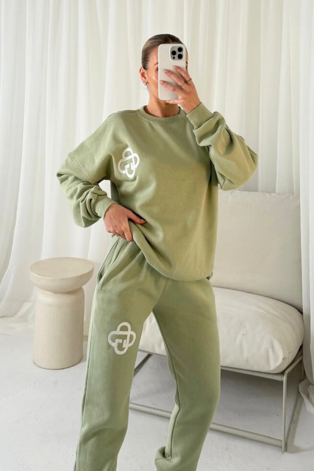 G monogram sage embroidered sweater joggers loungewear - Image 3