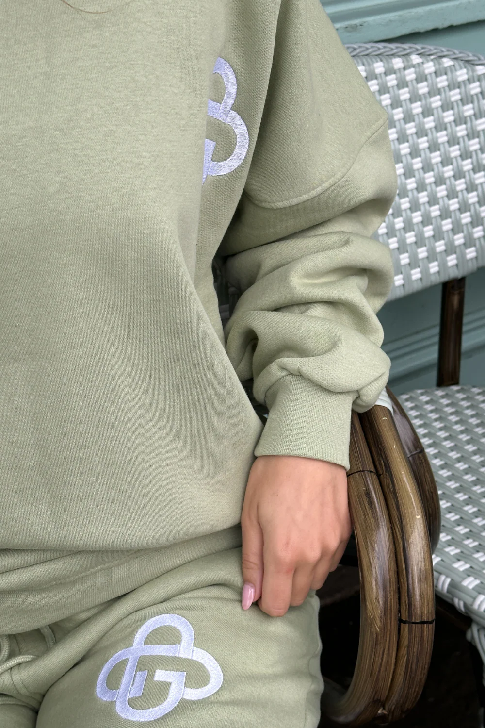 G monogram sage embroidered sweater joggers loungewear - Image 4