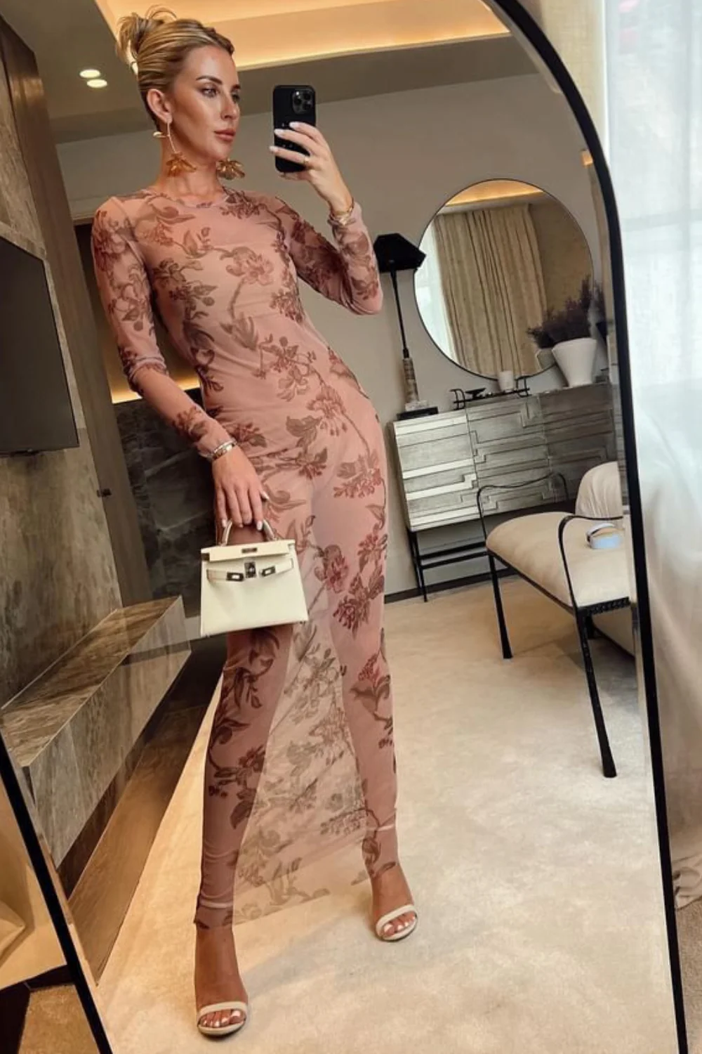 Gabriella pink floral mesh maxi dress - Image 2