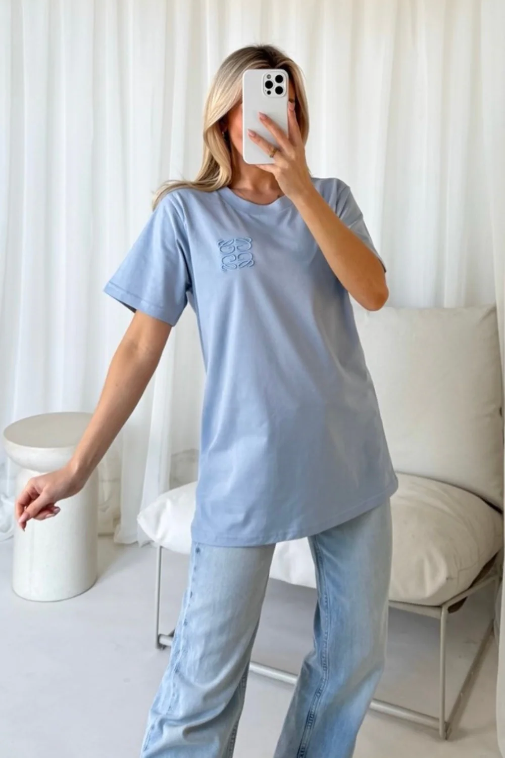 GeGe baby blue embroidered t-shirt - Image 2