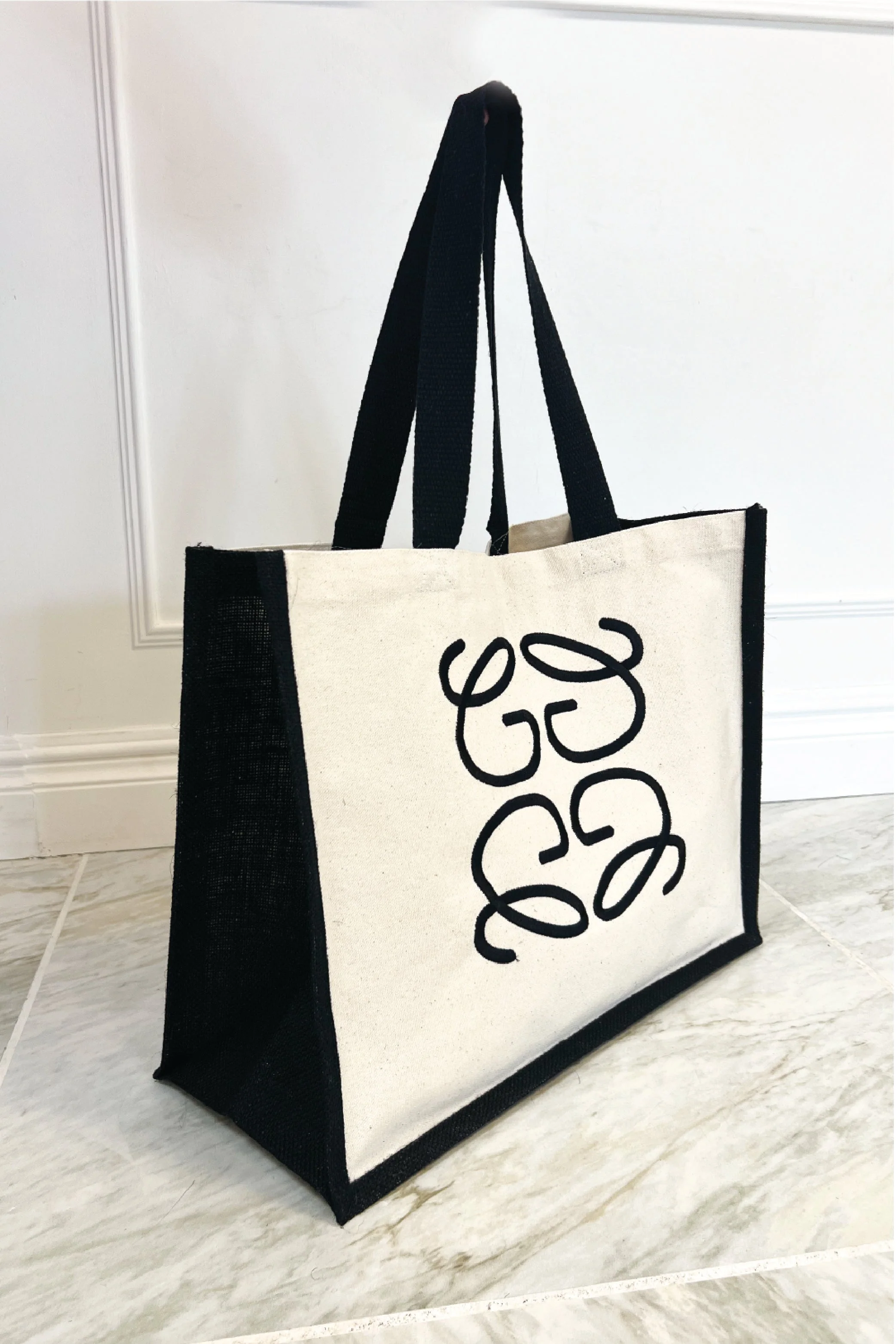 GeGe Black embroidered Large Tote - Image 5
