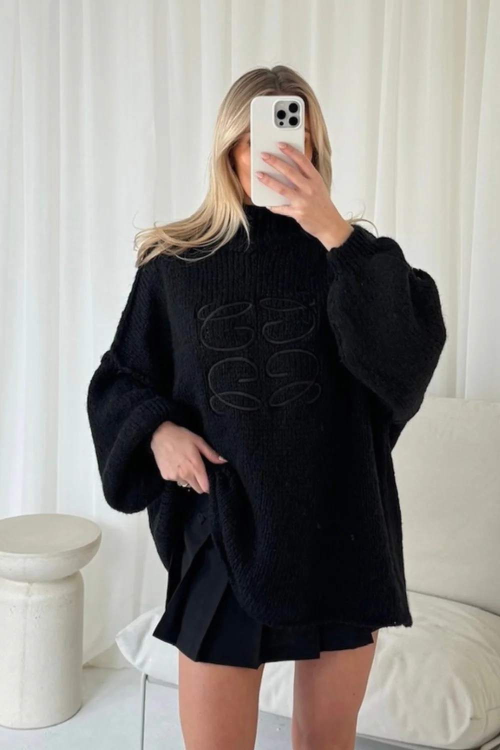 Gege black embroidered oversized knit jumper - Image 2