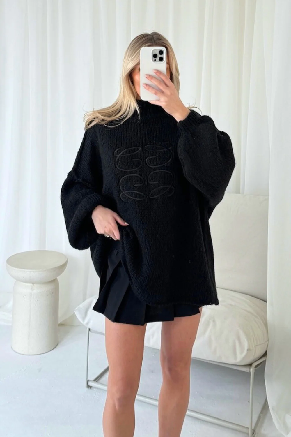 Gege black embroidered oversized knit jumper - Image 4