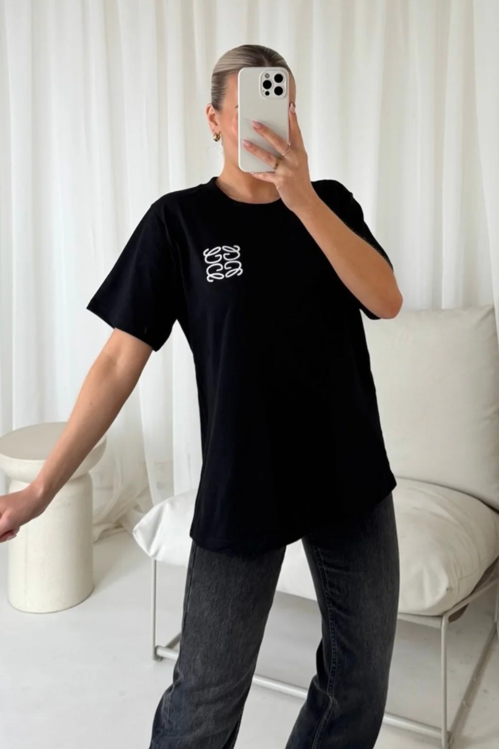 GeGe black embroidered t-shirt - Image 3