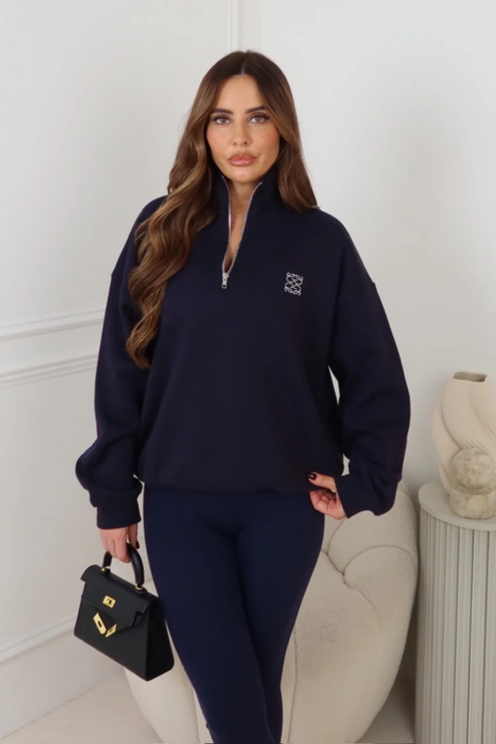 GEGE EMBROIDERED NAVY PREMIUM ESSENTIAL 3/4 ZIP - Image 2