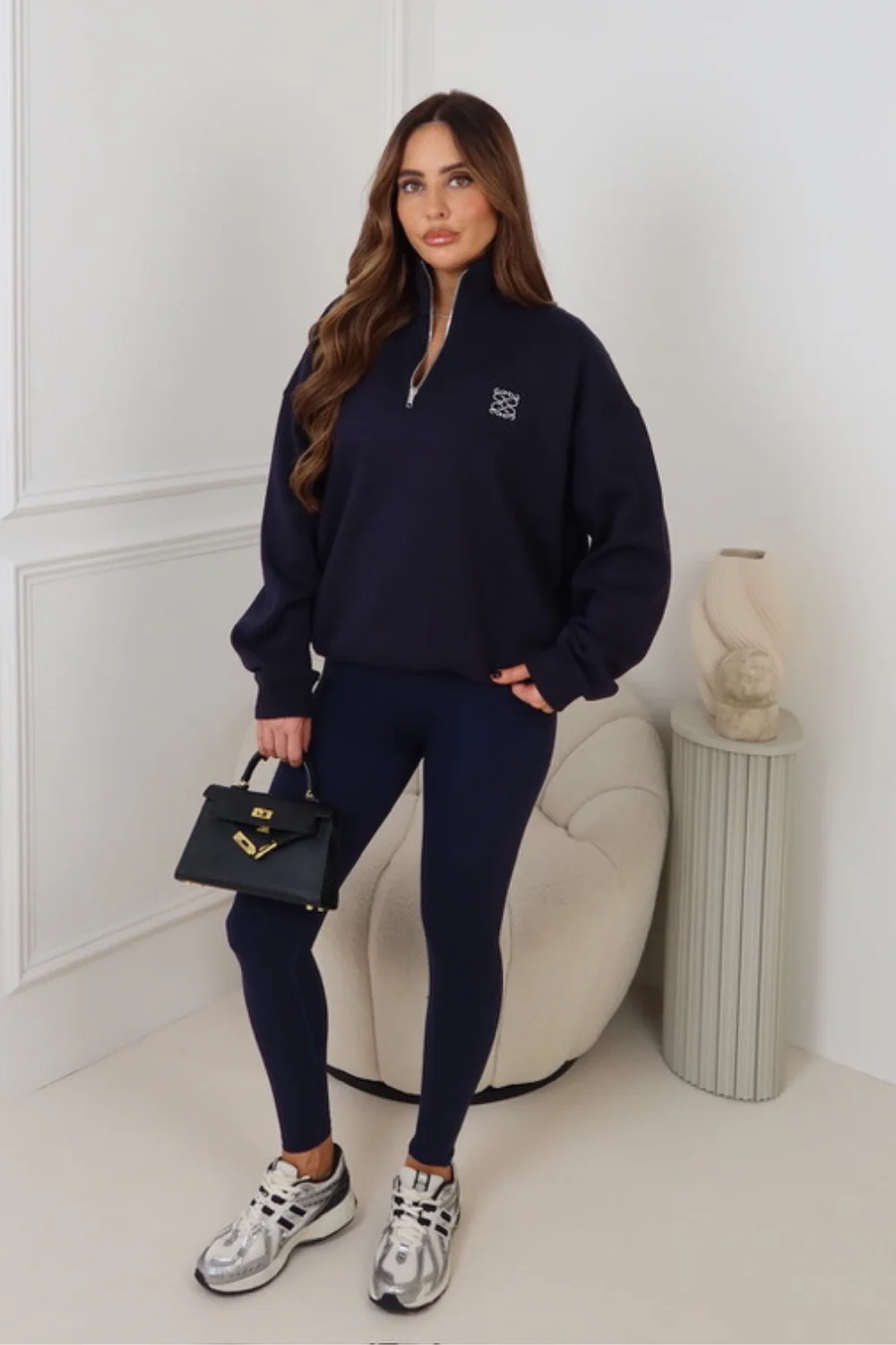 GEGE EMBROIDERED NAVY PREMIUM ESSENTIAL 3/4 ZIP - Image 3