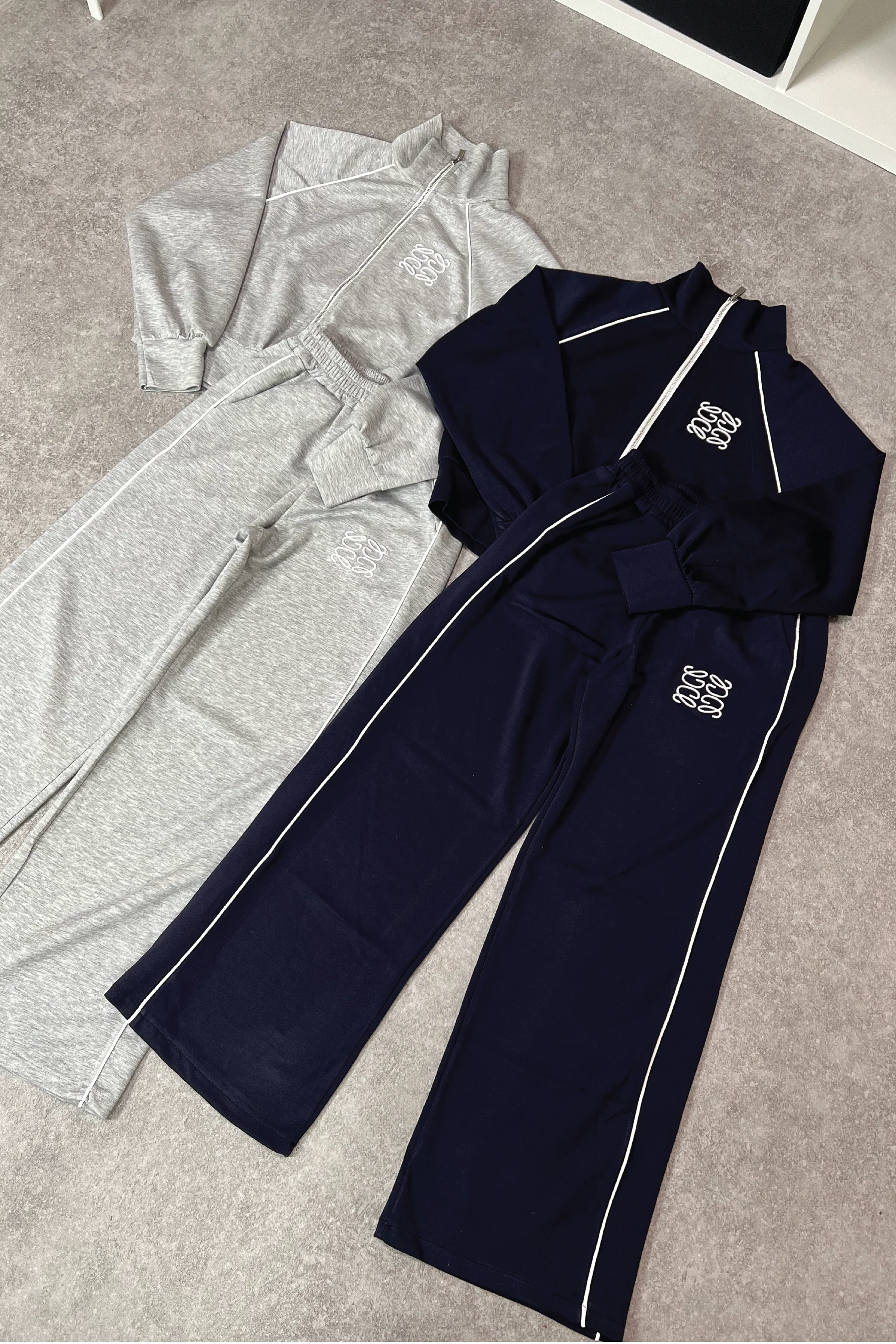 GeGe marl grey contrast piping zip through jacket & trouser loungewear - Image 4