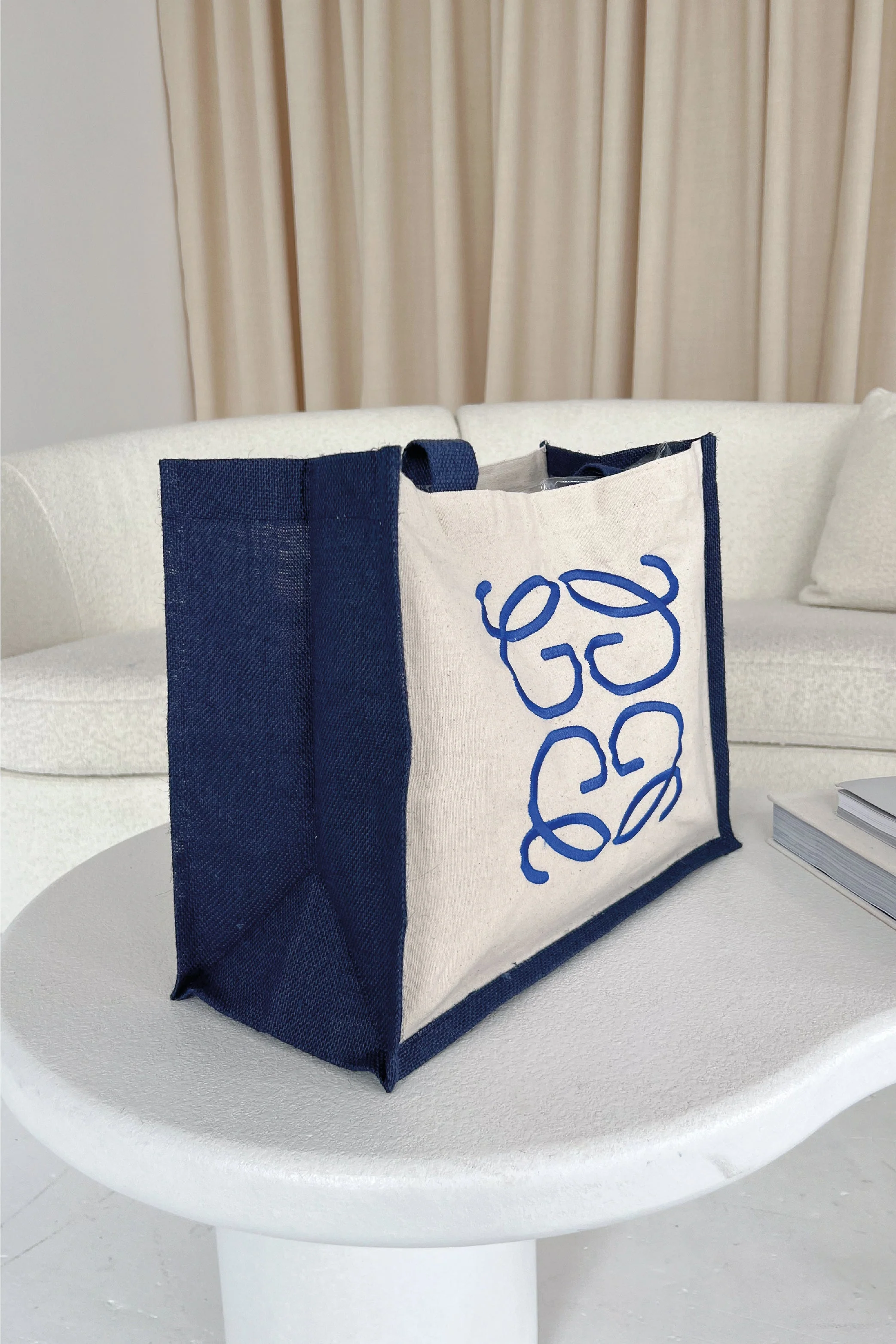 GeGe Navy Embroidered Large Tote - Image 3