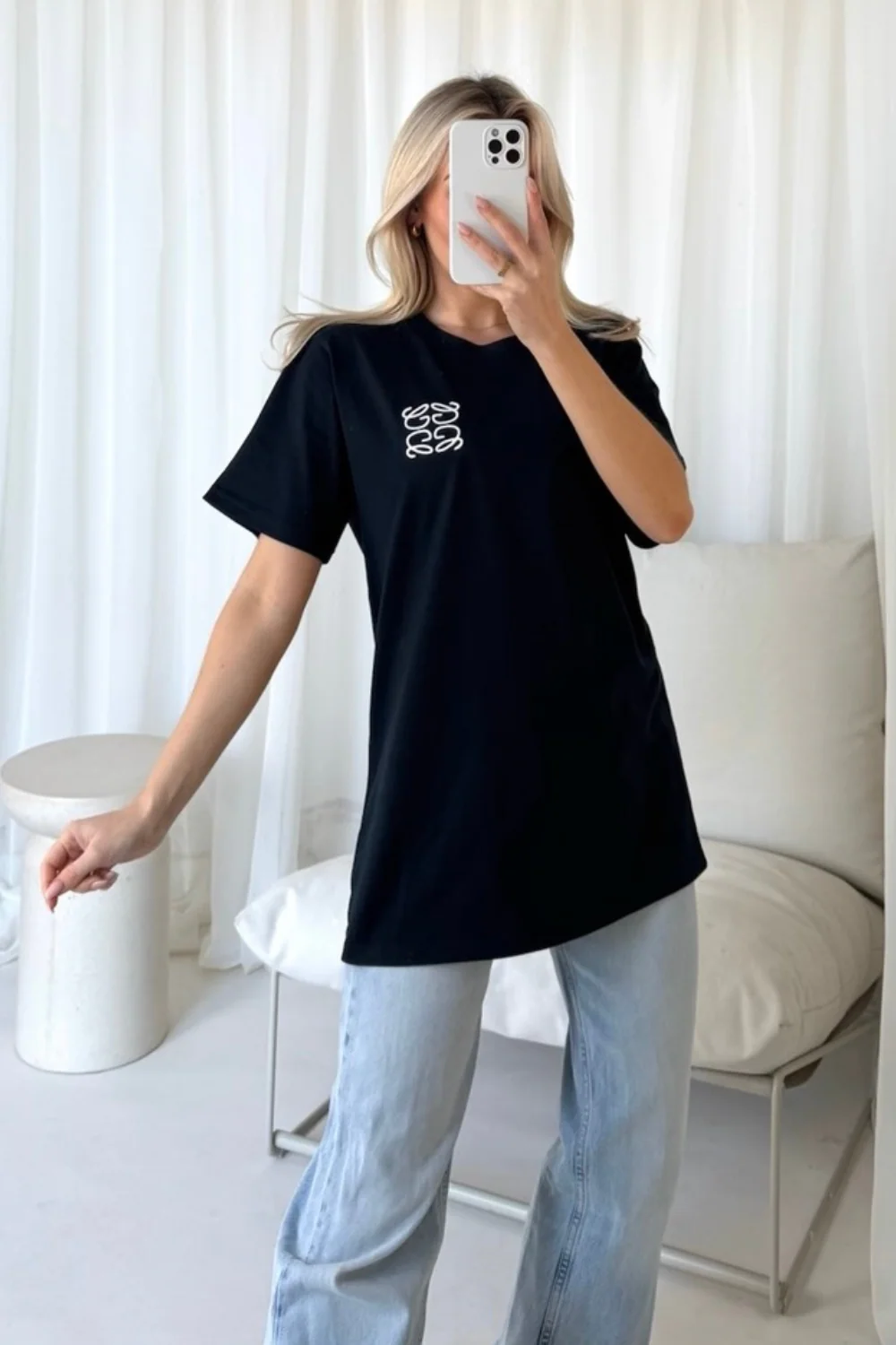 GeGe navy embroidered t-shirt - Image 2