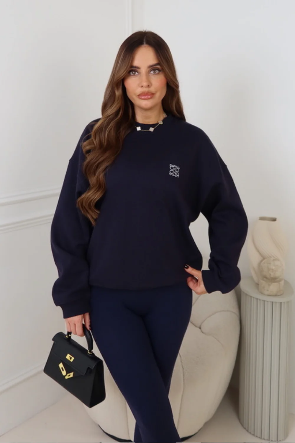 GEGE EMBROIDERED NAVY PREMIUM ESSENTIAL RELAXED SWEATSHIRT - Image 2
