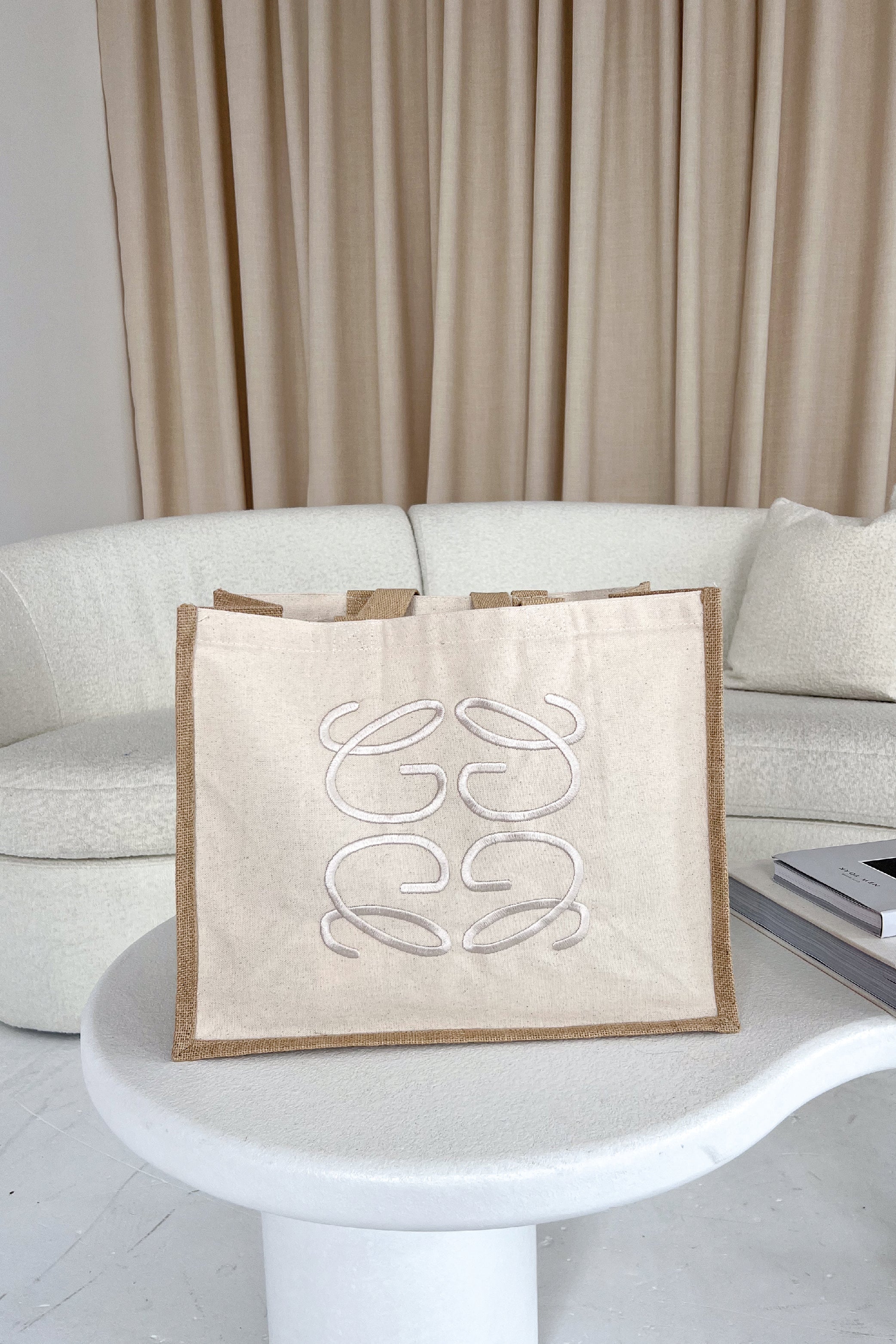 GeGe Neutral Embroidered Large Tote
