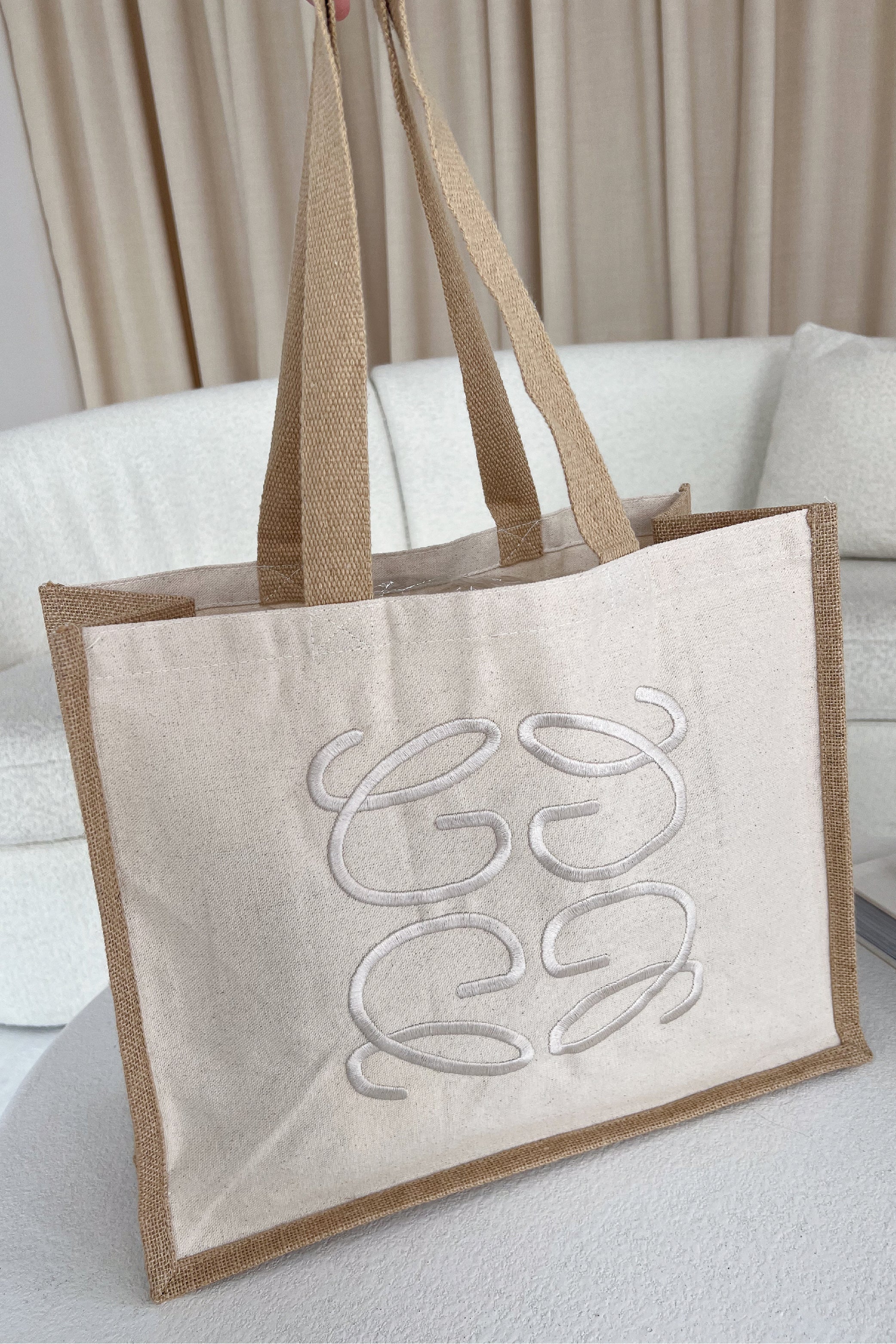GeGe Neutral Embroidered Large Tote - Image 2