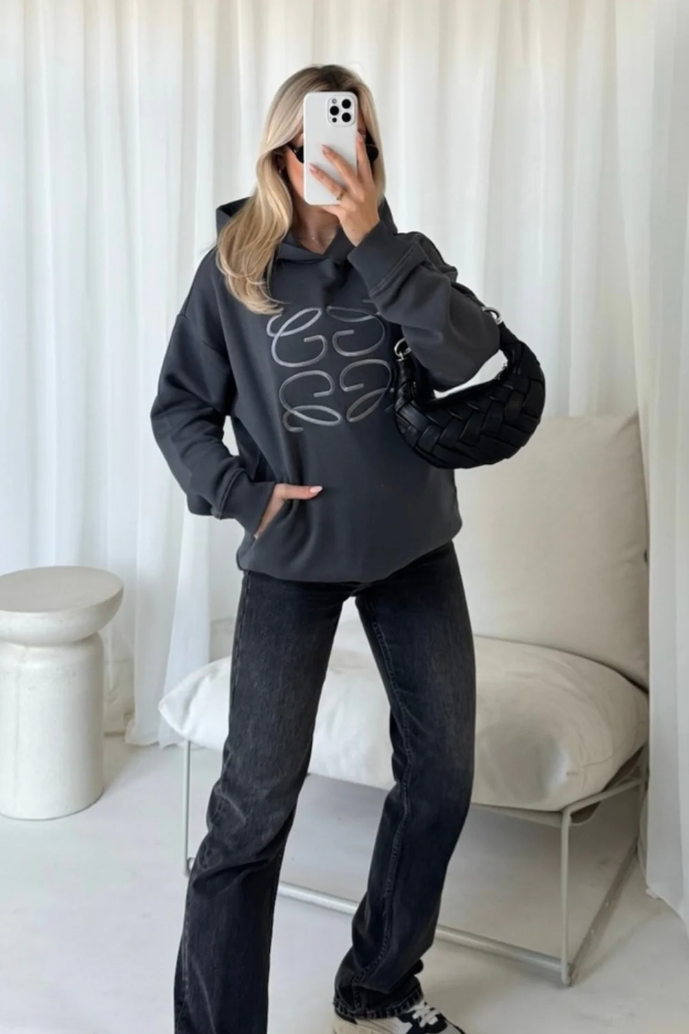 GeGe slate embroidered oversized hoodie - Image 2