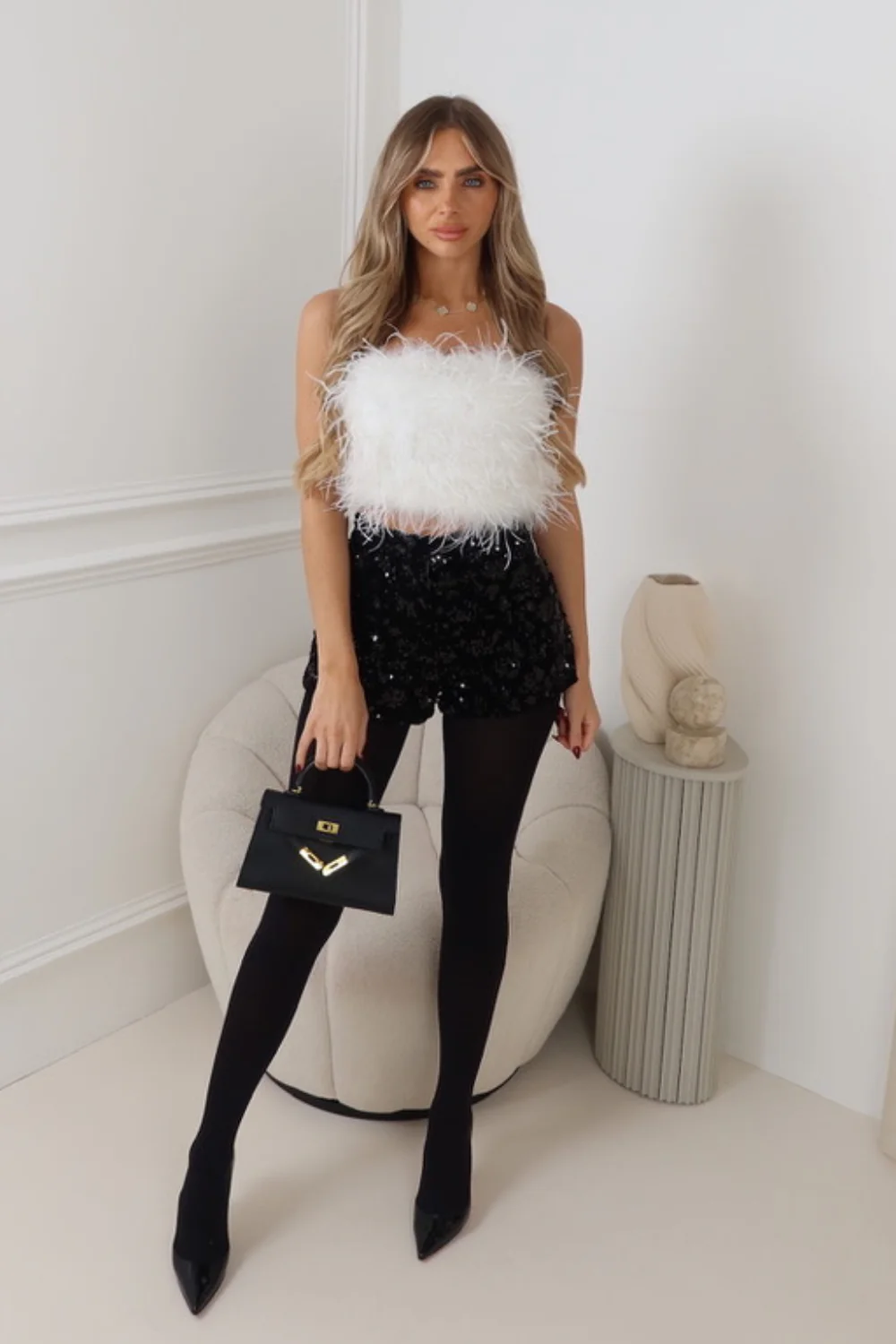 GENIE WHITE FEATHER BANDEAU - Image 3