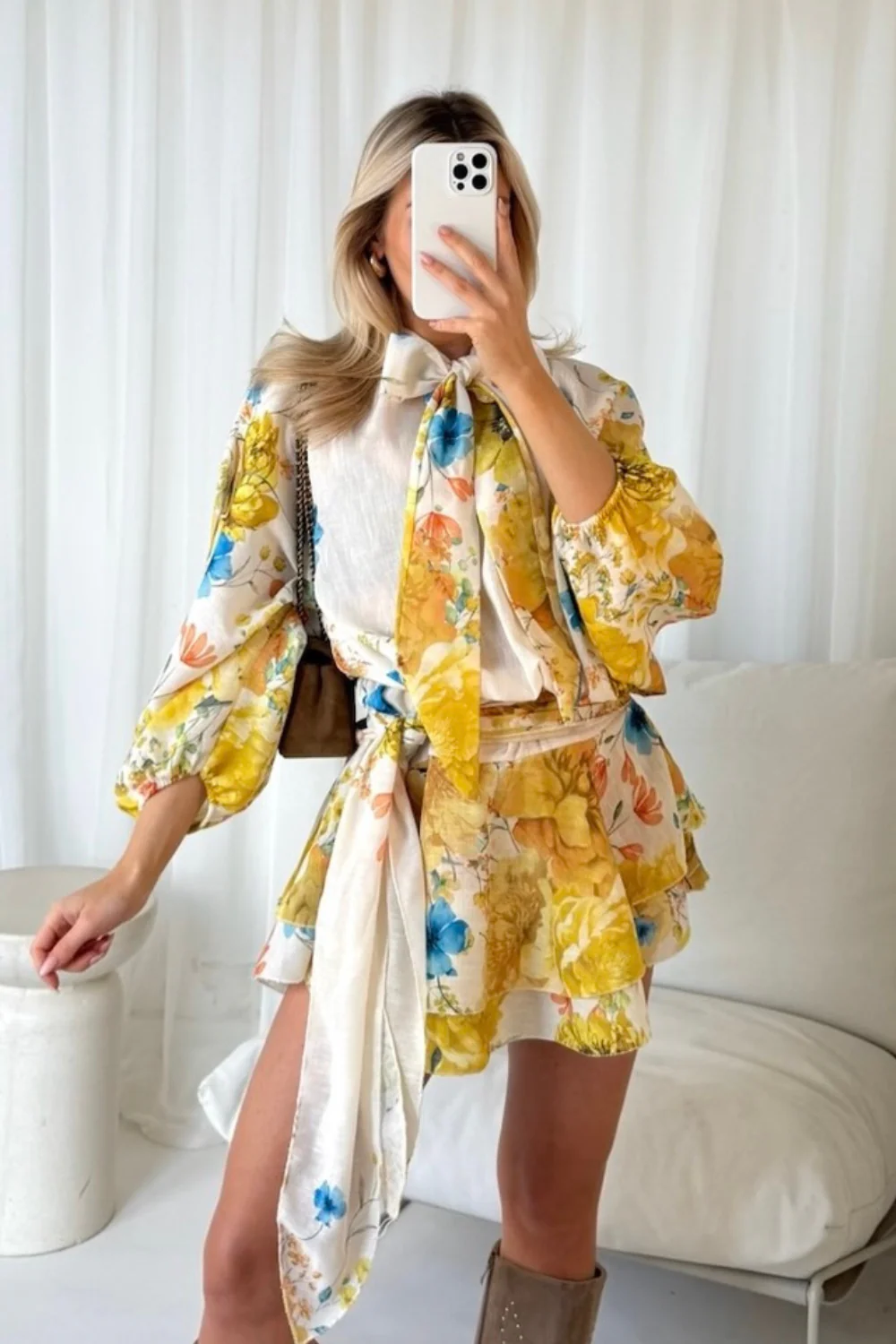 Georgia yellow floral shirt dress - Image 2