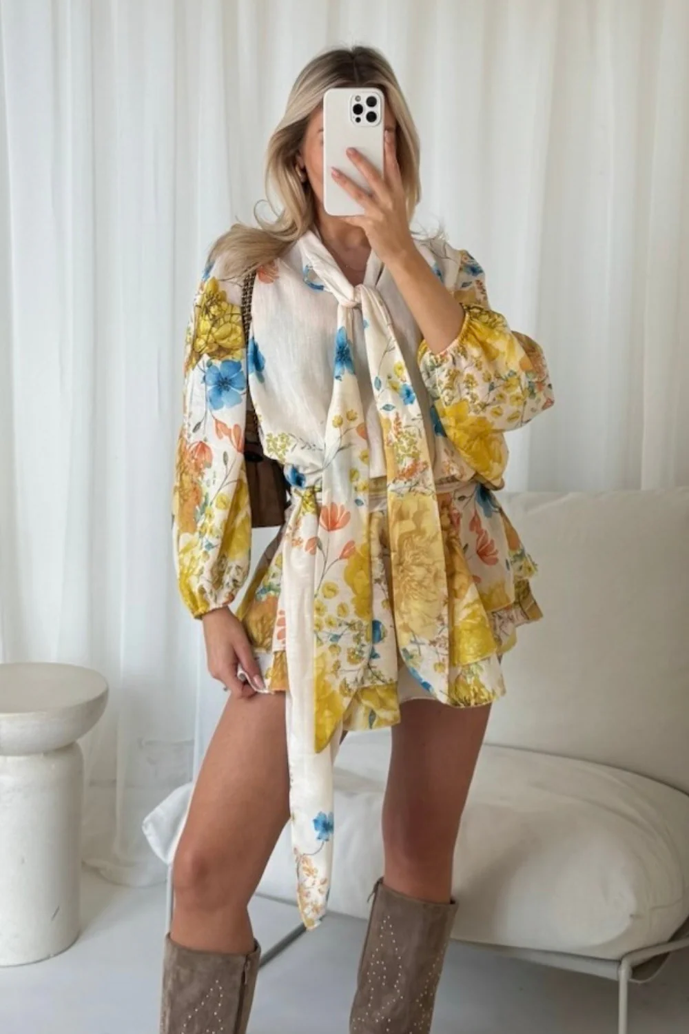 Georgia yellow floral shirt dress - Image 4