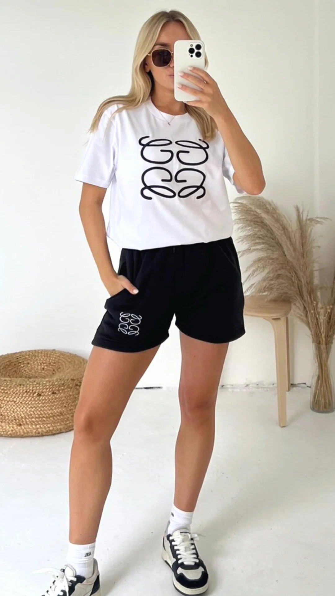 GG black embroidered premium short t-shirt coord - Image 3