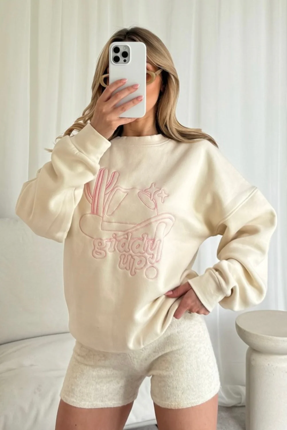 Giddy up! embroidered ecru sweater - Image 2