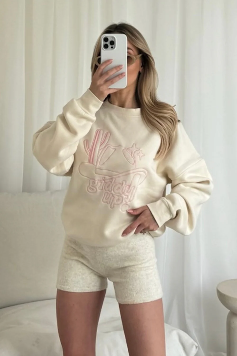Giddy up! embroidered ecru sweater - Image 3