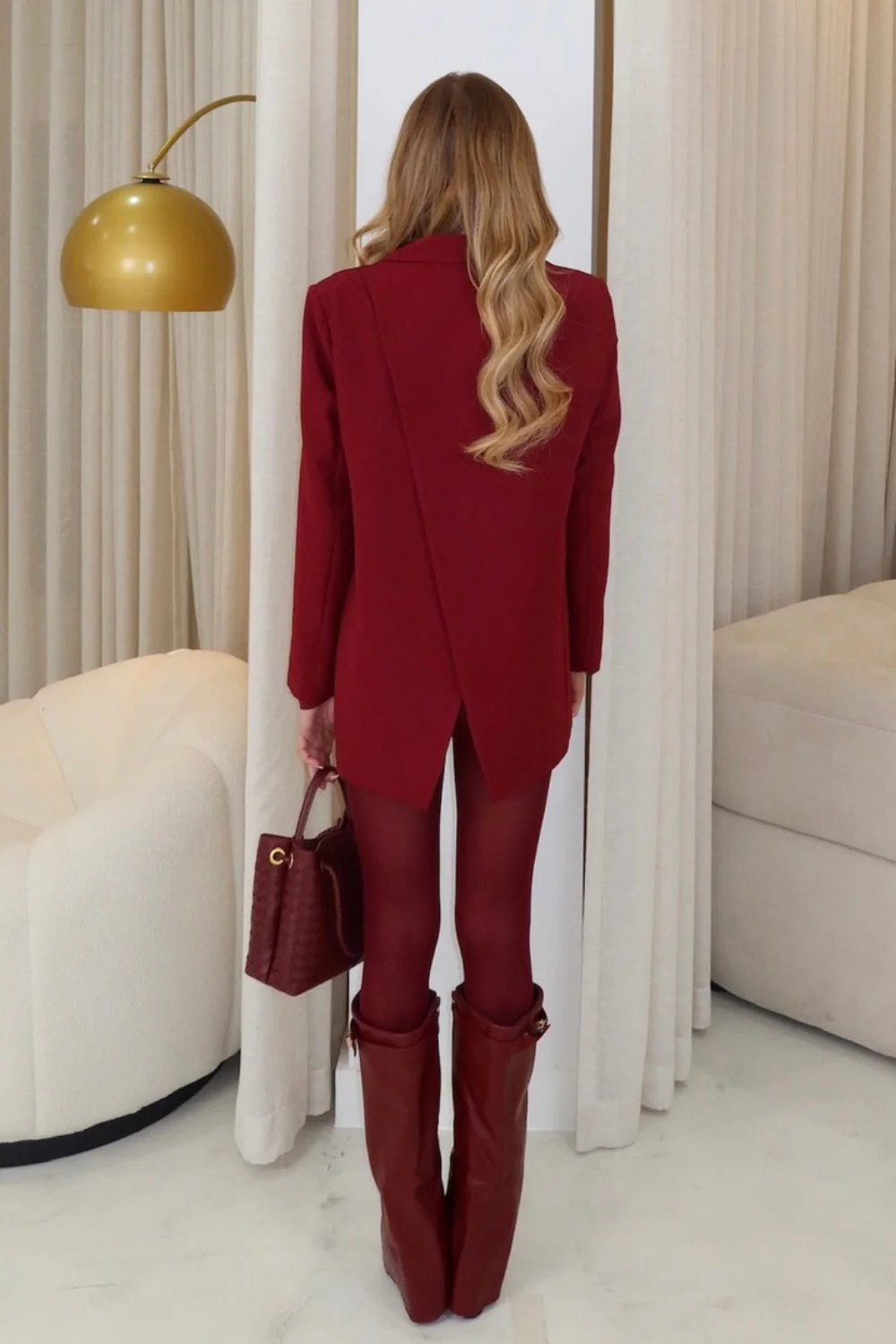 Gigi burgundy asymmetric back blazer - Image 6