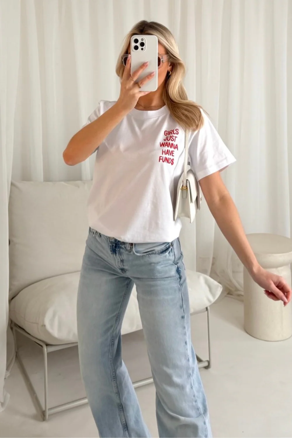 Girls just wanna have funds white printed t-shirt - Image 2