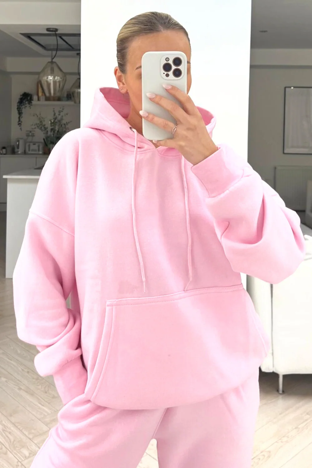 Glamify baby pink hooded essential loungewear set - Image 2