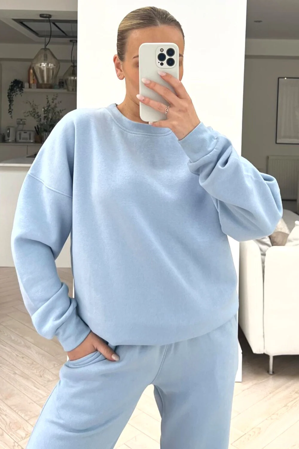 Glamify baby blue sweater essential loungewear set - Image 2