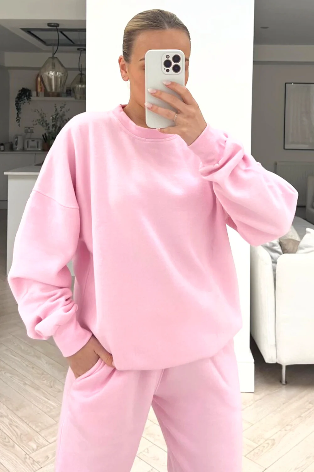 Glamify baby pink sweater essential loungewear set - Image 2