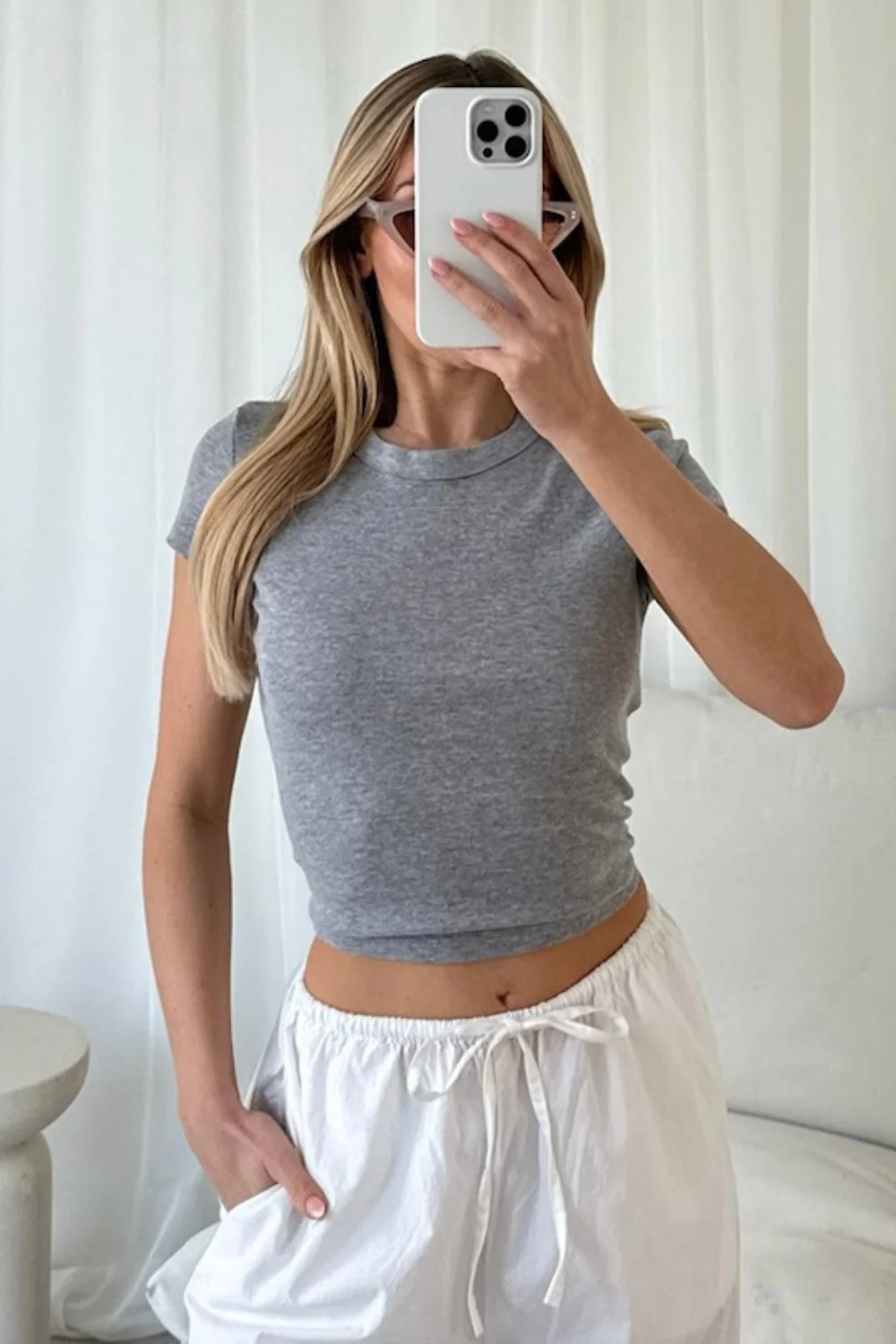 Glamify basics grey baby tee