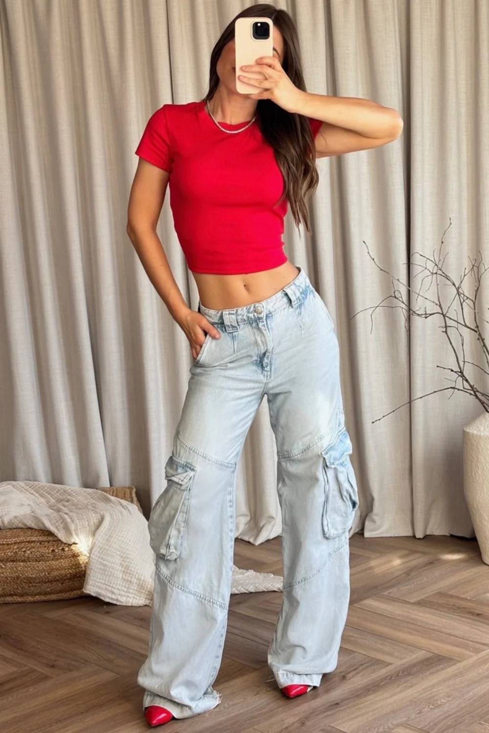 Glamify basics red baby tee - Image 2