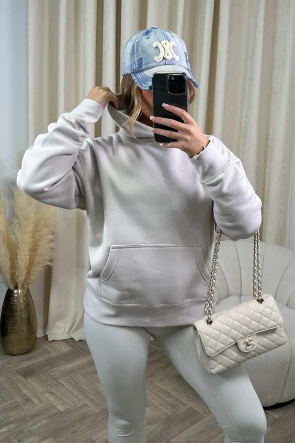 Glamify Bone oversized kangaroo pocket hoodie premium essentials - Image 2
